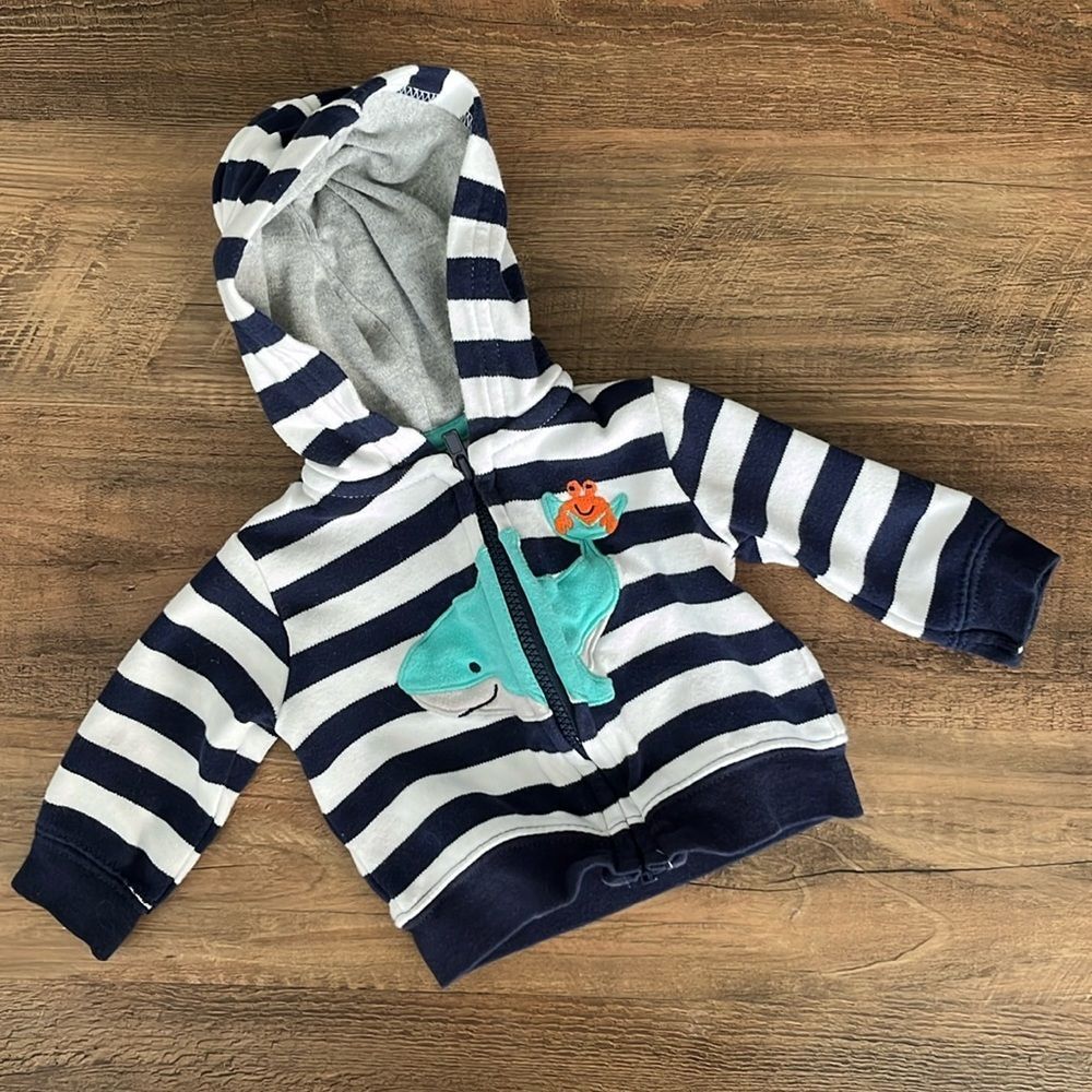 5/$20 Carter’s Shark Nautical Zip Hoodie NB